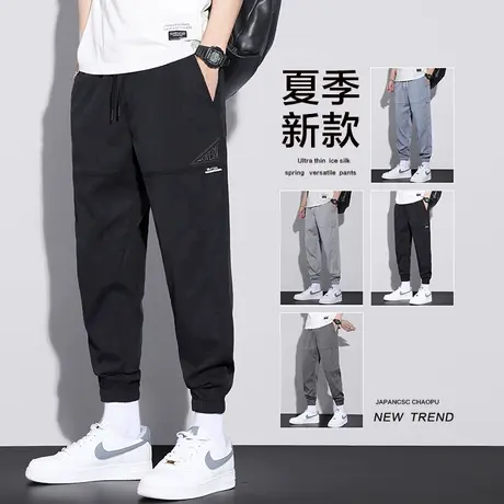 夏季薄款九分痞帅工装休闲裤男士束脚宽松夏天2023新款潮牌男裤子商品大图