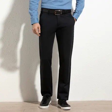 纯棉男士厚款休闲裤浪登2025春宽松直筒易打理百搭商务长裤子男图片