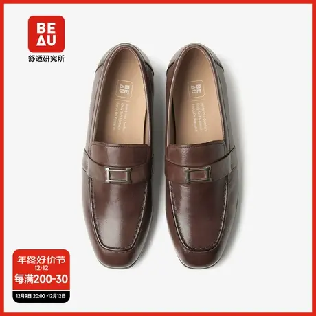 BEAU复古羊皮乐福鞋女真皮软底棕色小皮鞋女秋冬英伦风单鞋图片