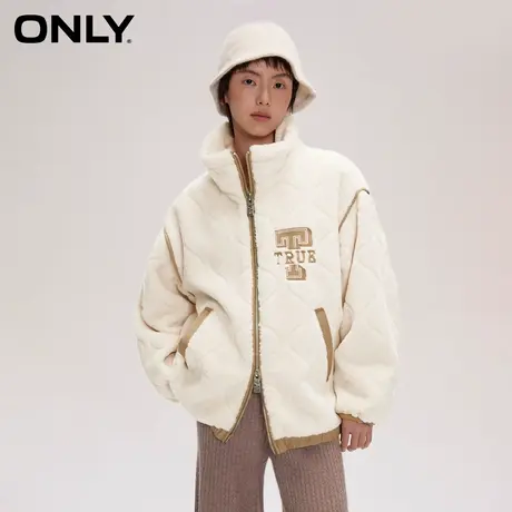 ONLY2024春季新款简约精致刺绣休闲宽松立领落肩外套女商品大图