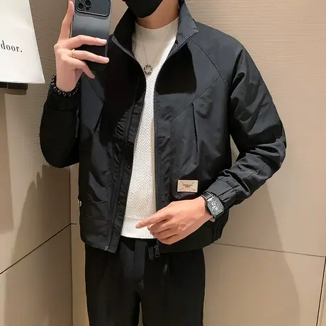 高级感外套韩版潮流休闲男装上衣2023新款秋季潮牌设计感痞帅夹克商品大图