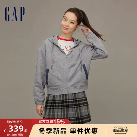 Gap女装早春LOGO拼接牛仔服夹克时尚休闲高级宽松廓形外套840932图片