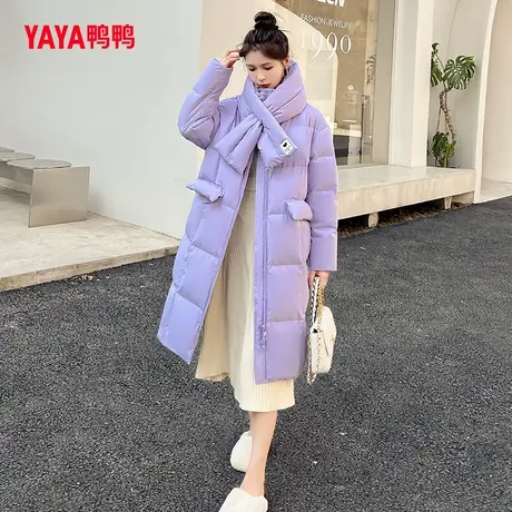 【陈洁kiki】鸭鸭羽绒服女款2023年秋冬新款中长款立领外套商品大图