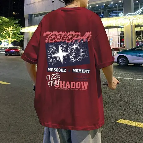 纯棉宽松美式短袖T恤男夏季2024新款情侣半袖体恤ins潮牌男装上衣商品大图