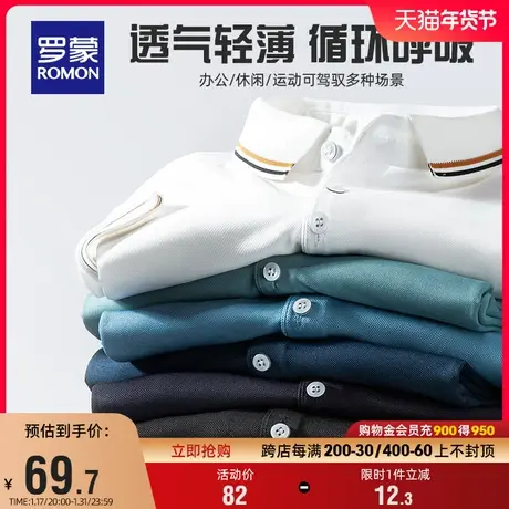 罗蒙男士时尚百搭短袖Polo衫2024夏季新款商务休闲舒适弹力T恤衫图片