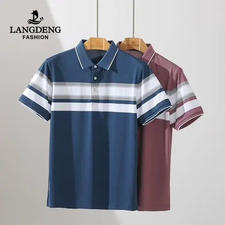 浪登男士2023夏季凉感polo衫时尚休闲短袖T恤衫男印花中青年上衣图片