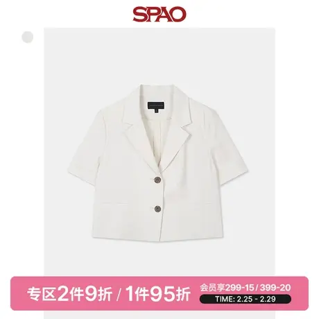 SPAO女士春季新款韩国同款短袖短款休闲外套开衫SPJKD25W11商品大图