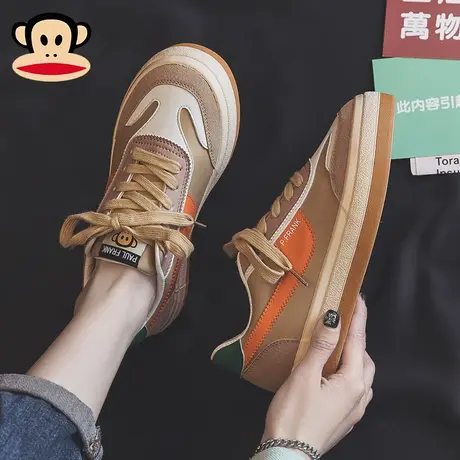 大嘴猴女鞋厚底增高2023年春季新款春秋棕色休闲鞋百搭鞋子女板鞋图片