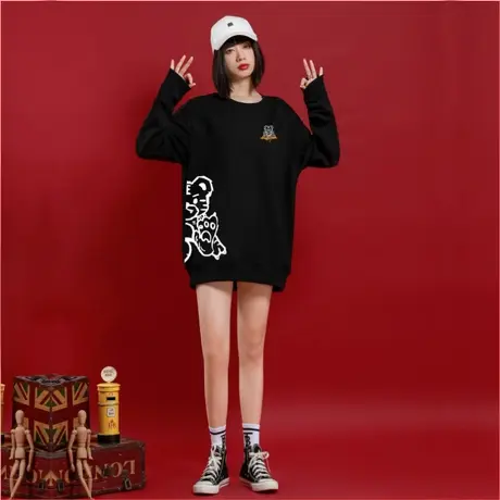 小个子虎年本命年卫衣女2023新年oversize上衣bf慵懒风国潮牌女装商品大图