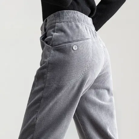 灯芯绒裤子女秋冬2023新款加绒女裤小个子条绒裤休闲裤萝卜哈伦裤商品大图