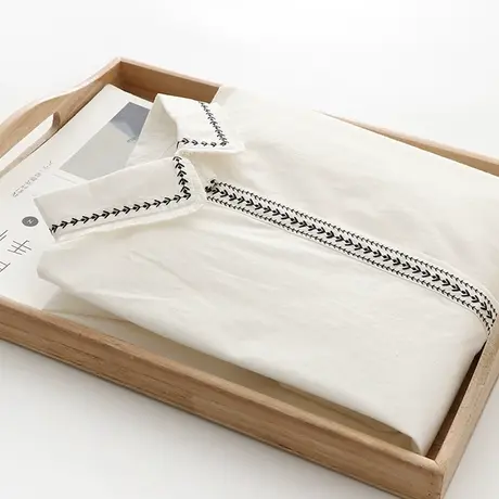 2020春秋新款韩版文艺毛边绣花暗门禁白色衬衫女宽松长袖打底衬衣图片