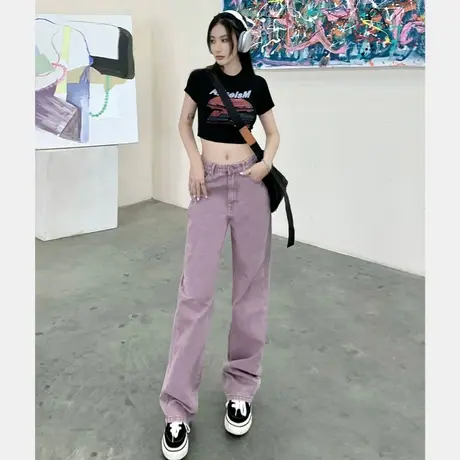 阔腿牛仔裤女秋冬设计感小众高腰宽松直筒显瘦垂感拖地长裤ins潮图片