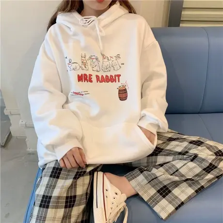 2023秋冬新款连帽卫衣女oversize宽松厚款加绒加厚大码胖mm外套冬图片