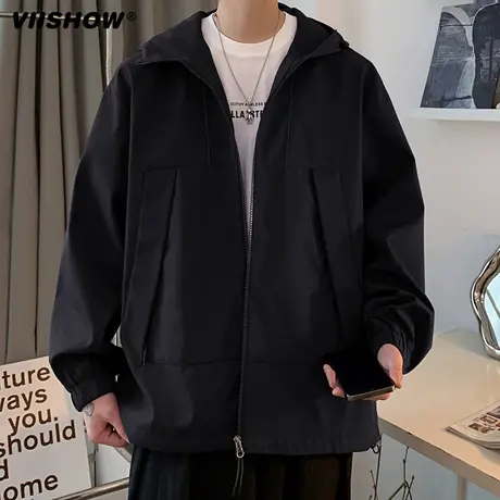VIISHOW冲锋夹克外套男春秋季新款潮牌宽松工装纯色夹克日系复古图片