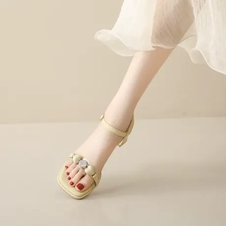 气质凉鞋女仙女风高级感中跟女鞋今年流行配裙子夏季时装鱼嘴鞋商品大图