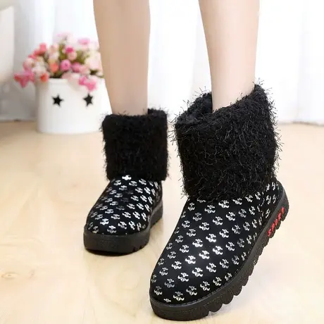 冬季加厚绒雪地靴防水中筒靴短靴保暖棉鞋女靴子平底韩版女鞋棉靴商品大图