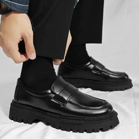 雨鞋男款时尚厨房鞋防滑厨师水鞋上班皮鞋工作男鞋黑色防水鞋男士商品大图