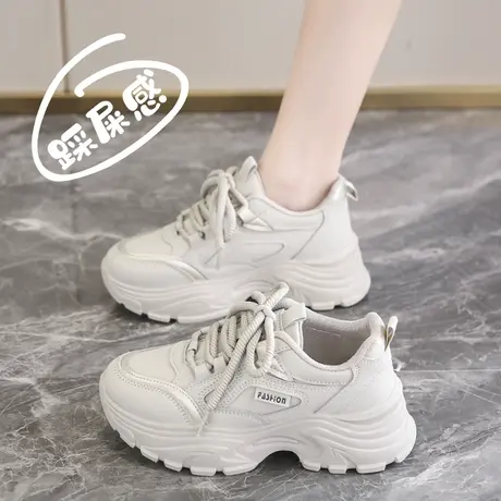 高级灰色老爹鞋女2023秋季新款超厚底休闲运动鞋子网红超火显脚小商品大图