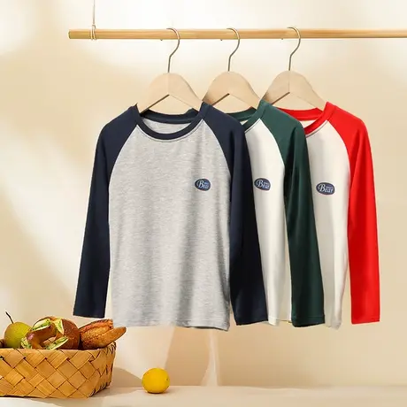女童长袖t恤春秋款儿童体恤中大童男童上衣秋季打底衫莫代尔秋衣图片