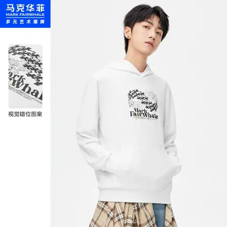 商场同款马克华菲视觉错位图案连帽卫衣男秋新款潮流休闲时尚商品大图