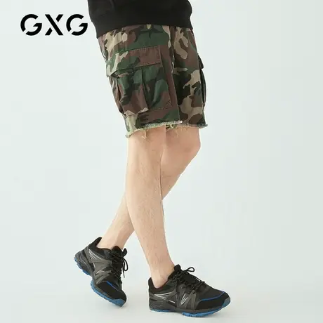 GXG男装 夏季男士潮流绿迷彩迷彩工装短裤GY122063C图片