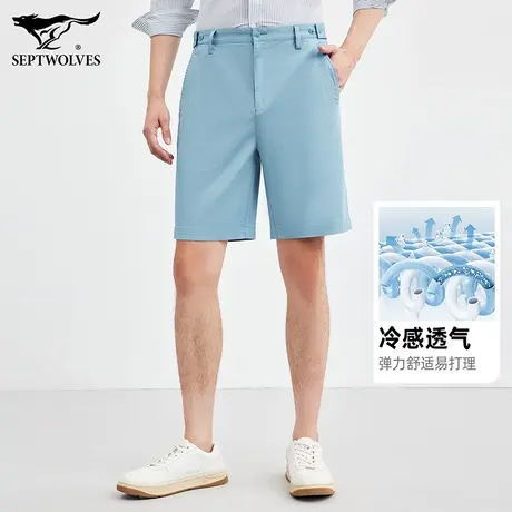 七匹狼狼族生活男裤夏季透气冷感棉五分休闲裤男士薄款百搭短裤男图片