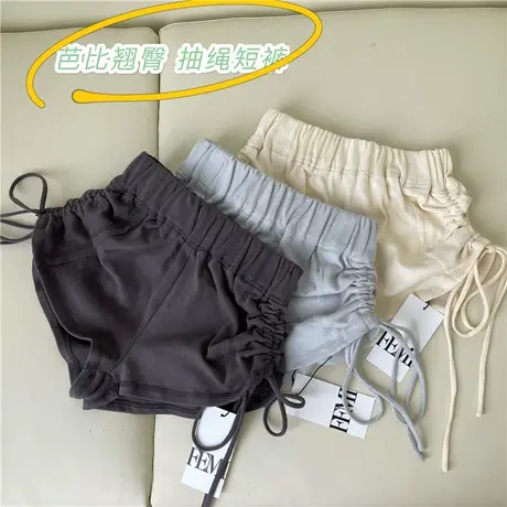 高腰抽绳短裤女春夏网红宽松显瘦百搭运动热裤休闲辣妹裤外穿热裤商品大图
