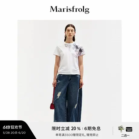 【艺术家灵感】玛丝菲尔夏季时尚气质圆领宽松T恤上衣女图片