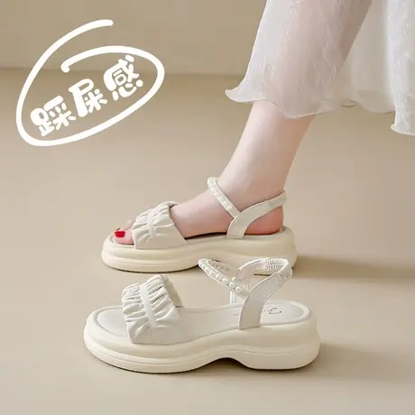 踩屎感学生凉鞋女2025新款夏季真皮绝美百搭平底孕妇凉拖鞋子时装图片