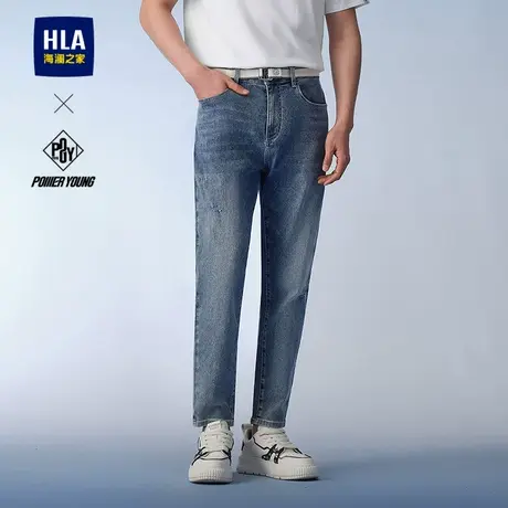 HLA/海澜之家POWER YOUNG牛仔裤25春夏季新款腰带锥形九分裤子男商品大图