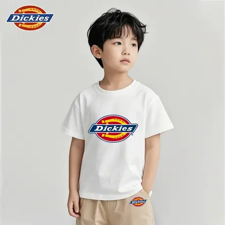Dickies童装男童t恤短袖夏季儿童纯棉白色LOGO上衣女童潮牌衣服A商品大图