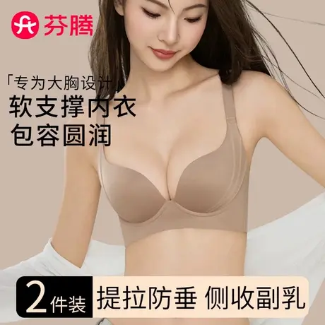 芬腾内衣女大胸显小胸薄杯聚拢上托防下垂收副乳无痕提拉大码文胸商品大图
