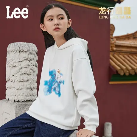 Lee童装logo绣花连帽卫衣男童女童2025年秋季新款加厚保暖卫衣商品大图