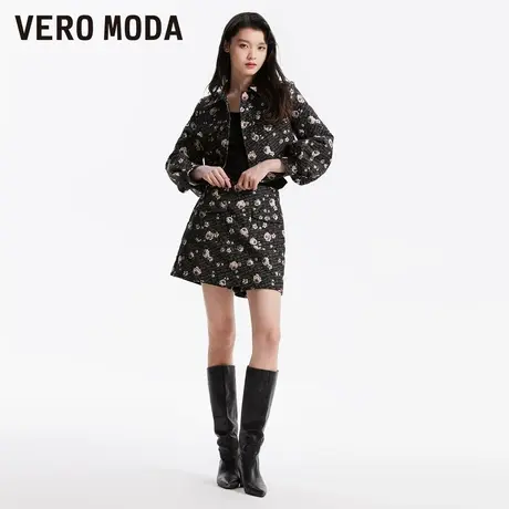 Vero Moda奥莱短外套女春秋新款优雅气质女人玫瑰提花花苞袖大衣图片