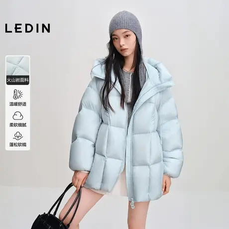 乐町一手长盖微A型面包羽绒服女装2025冬季新款泡芙连帽保暖外套商品大图