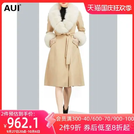 可拆卸狐狸毛领轻奢气质毛呢外套女冬2023新款中长款高端呢子大衣图片