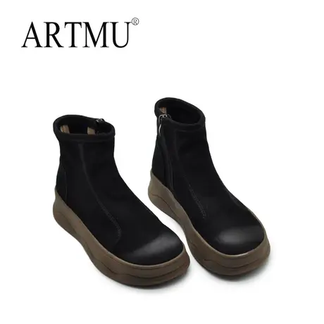 Artmu阿木英伦风复古马丁靴2023秋冬新款百搭厚底女靴子真皮短靴图片