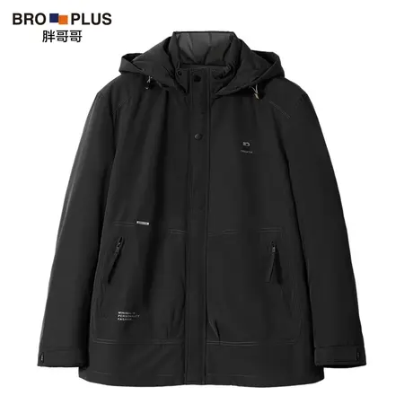 【大码鹅绒羽绒服男】高端连帽可脱卸内胆宽松加肥加大胖子外套冬图片