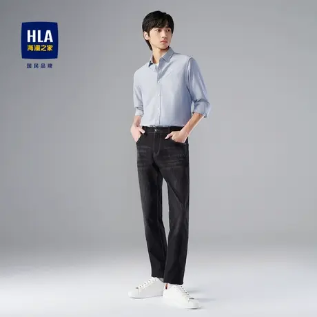 【加绒】HLA/海澜之家23一条过冬系列牛仔裤直筒加绒加厚裤子男商品大图
