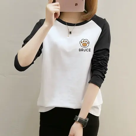 长袖t恤女士秋衣学生上衣2022新款秋装宽松纯棉春秋内搭打底衫潮图片