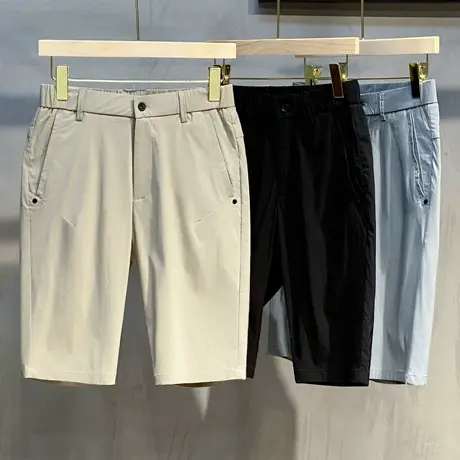 丝光抗皱夏季休闲短裤男士弹力韩版潮流中裤卡其色男装修身五分裤图片