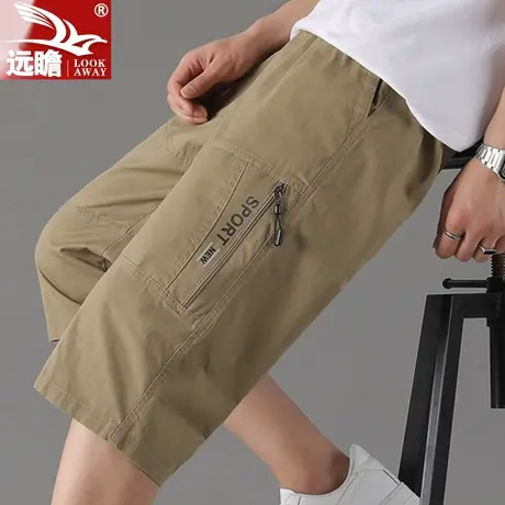 夏季七分休闲裤男款夏季薄款男士纯棉工装短裤子男士潮牌宽松中裤商品大图