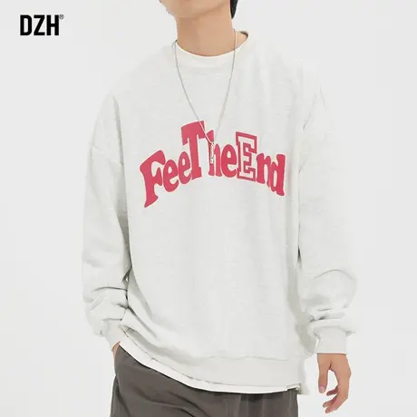 男生360g重磅卫衣男圆领春秋款宽松纯色男装上衣运动纯棉套头衫潮商品大图