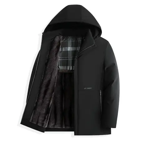 中年人棉衣男士加绒加厚爸爸冬装外套可卸棉服保暖棉袄上衣连帽款商品大图