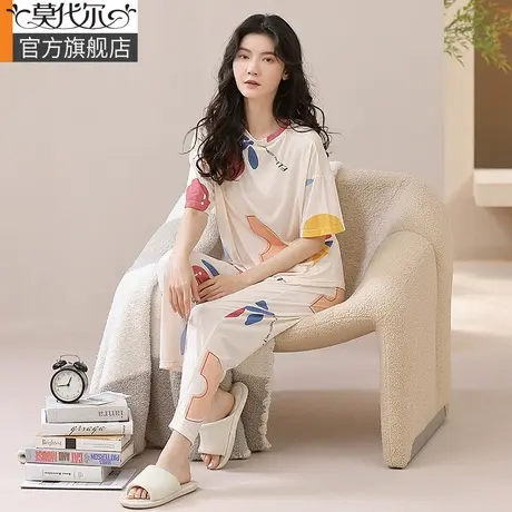 2023年新款莫代尔睡衣女春秋款冰丝高级感套头家居服套装短袖夏季图片