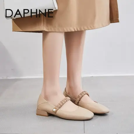 达芙妮英伦小皮鞋女鞋2022春秋新款配裙子夏季懒人鞋一脚蹬奶奶鞋图片