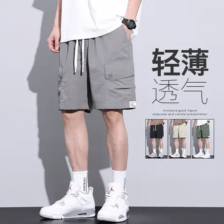 薄款青少年半截休闲中裤子夏季学生短裤男士夏装潮牌沙滩五分男生商品大图