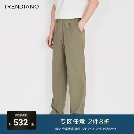 TRENDIANO直筒宽松休闲长裤2024春季新款时尚男款百搭黑色裤子潮商品大图