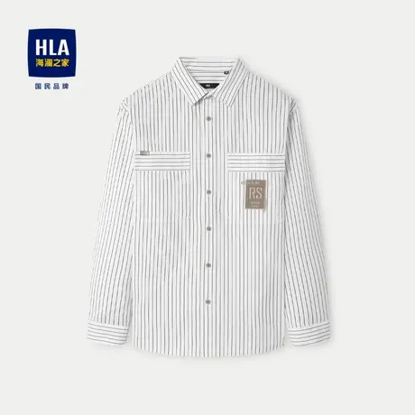 HLA/海澜之家商务时尚长袖衬衫2024春夏新款外套款纯棉印花衬衣男图片