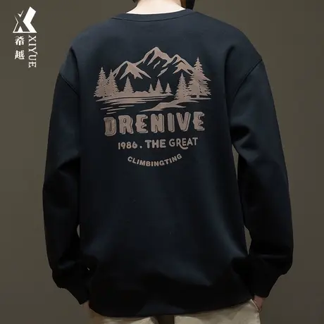 希越美式重磅卫衣男2024春季新款休闲上衣350g宽松大码男士套头衫商品大图